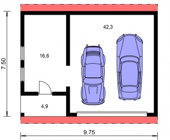 Mirror image | Floor plan of ground floor - DVOJGARÁŽ E